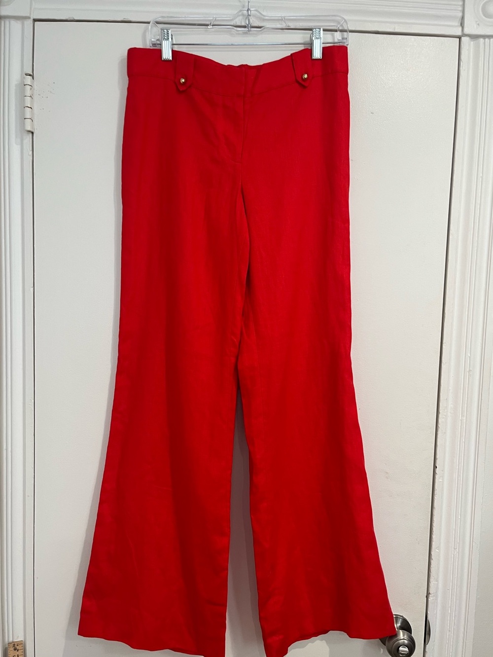 Elizabeth McKay Red Linen Wide-Leg High-Waist Pants Sz. 6 NWT - Picture 3 of 10